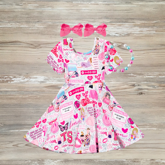 taylor swift dress, swiftie dress, taylor swift girls dresses, pink ts dress, taylor swifts version dress