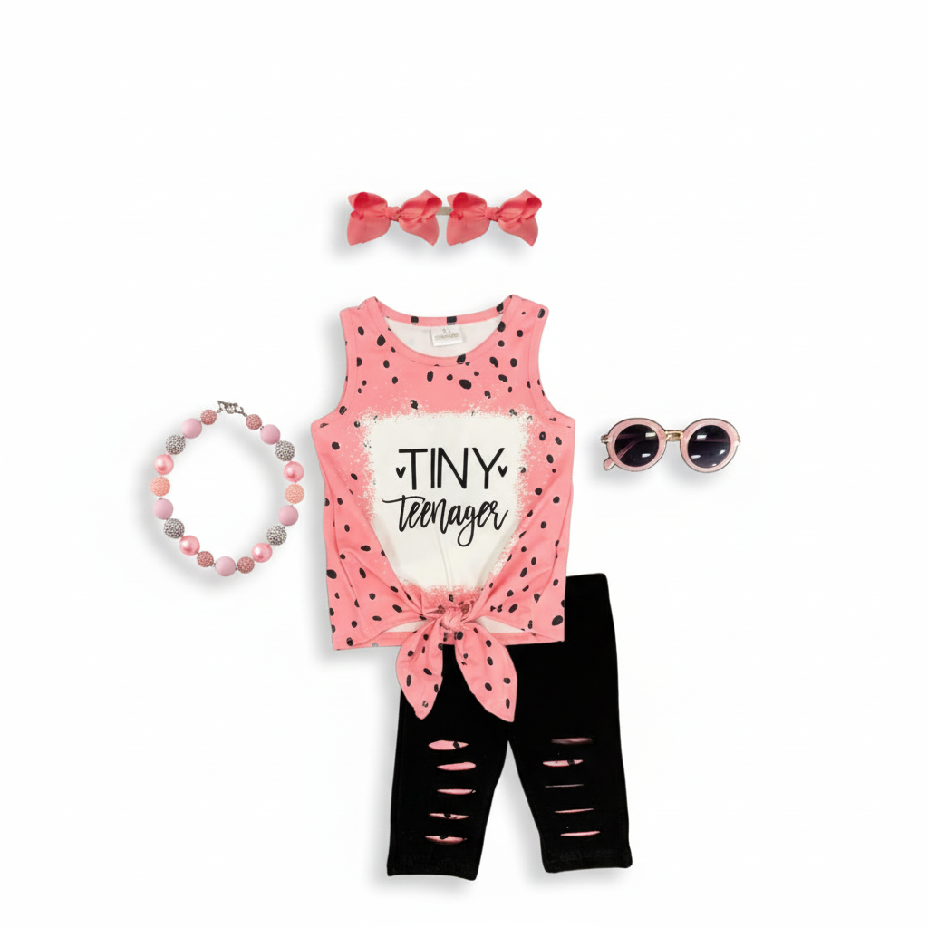 peace love learn back to school pencil short set denim back to school short set, tie-dye pink back to school girls outfits, back to school outfit, kids online boutique, girl's clothing, girls clothing online boutique 