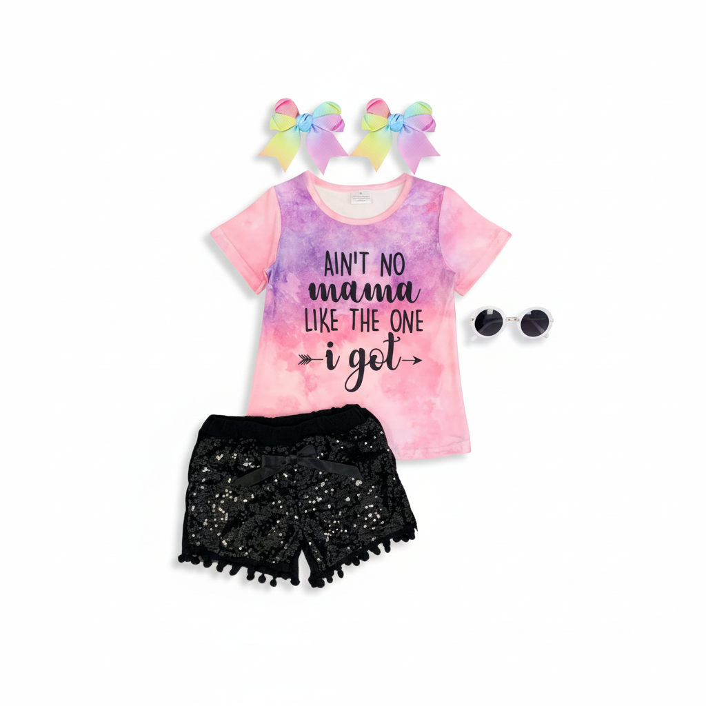 ain't no mama like the one I got outfit, aint't no mama like mines, girls mother's day outfit, ain't no mama short set girls mother's day outfit, baby and kids online boutique clothing