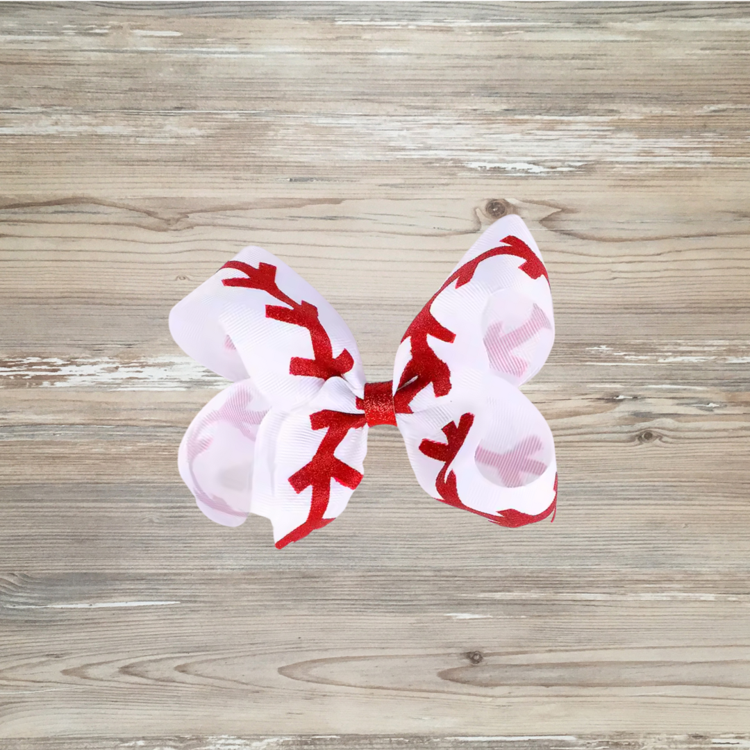 baseball hair bow, baseball hair accessories, baseball glitter hair bow