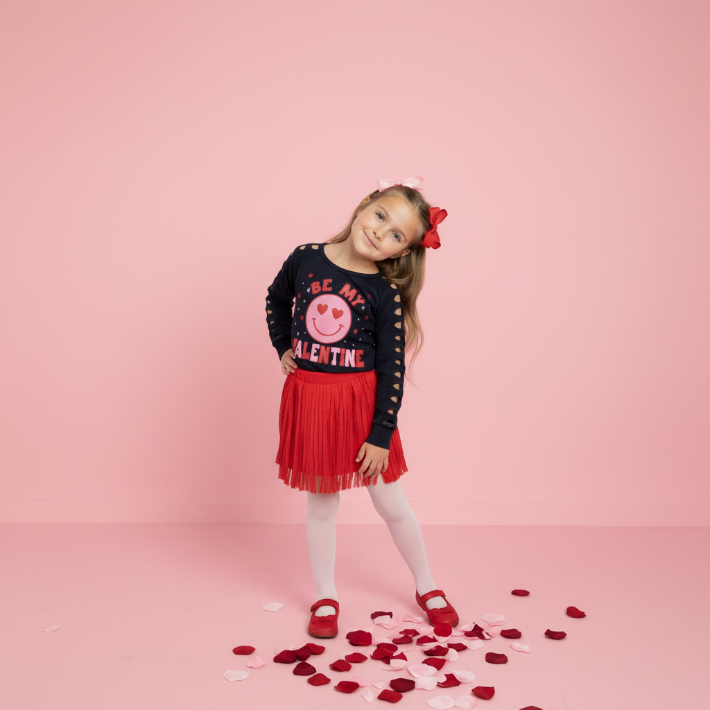 be my valentine girls skirt set, girls valentine fringe skirt set, girls valentine's day outfit, be my valentine kids valentine day outfit, kids online boutique, girl's be mine outfit