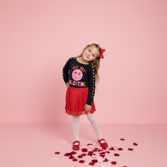 be my valentine girls skirt set, girls valentine fringe skirt set, girls valentine's day outfit, be my valentine kids valentine day outfit, kids online boutique, girl's be mine outfit