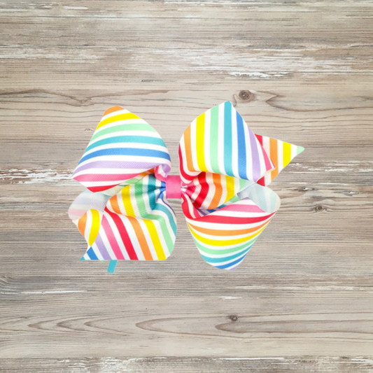 Rainbow Striped Hair Bow