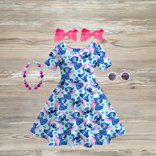 Lilo & Stitch dress, stitch dress girls teenage size summer stitch dress blue dress