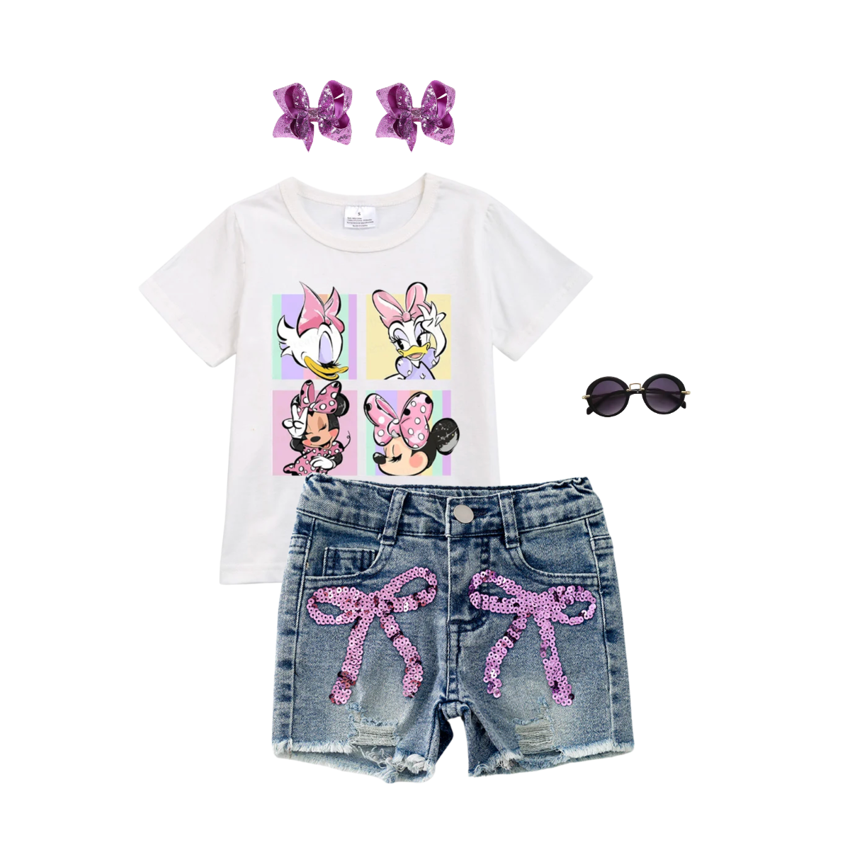 girls summer trendy bow shorts girls sequin bow shorts, girls coquette bow summer shorts, trendy shorts for girls, kids online boutique clothing, kids and baby online boutique clothing, Spring and Summer Bow Sequin Denim Shorts