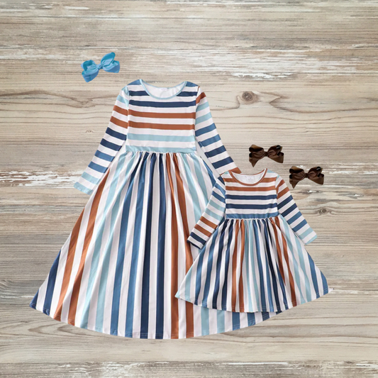 Mommy and Me Striped Fall Dress