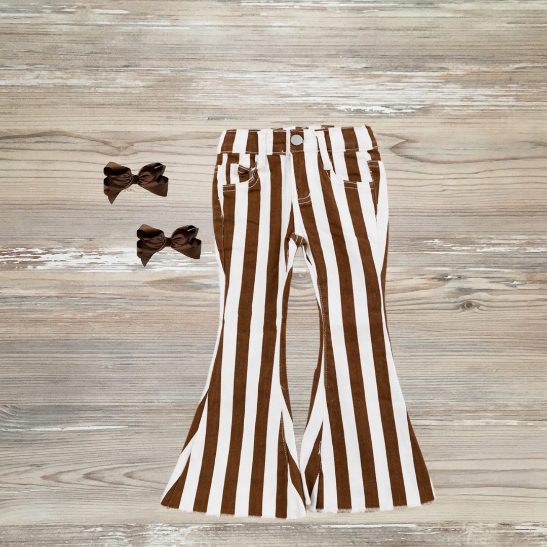 brown and white striped pants jeans, fall, halloween, festive kids boutique jeans, kids pants, kids outfits, trendy kids children's jeans