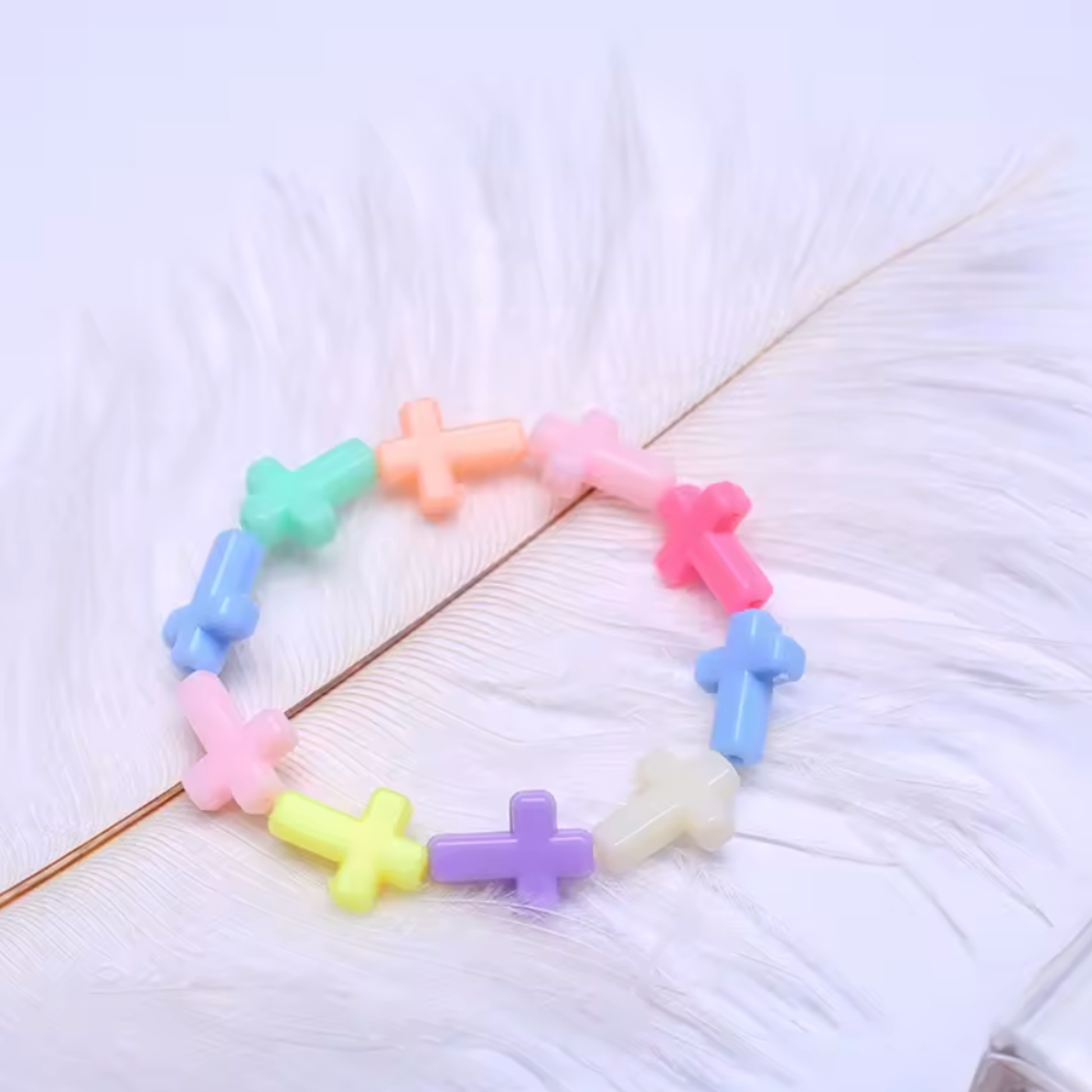 Kids cross bracelet, Children’s religious stretch bracelet, children's cross bracelet, Easter basket fillers for girls, Christian jewelry for kids, pastel cross bracelet for girls, colored cross bracelet for girls. faith based girls jewelry 