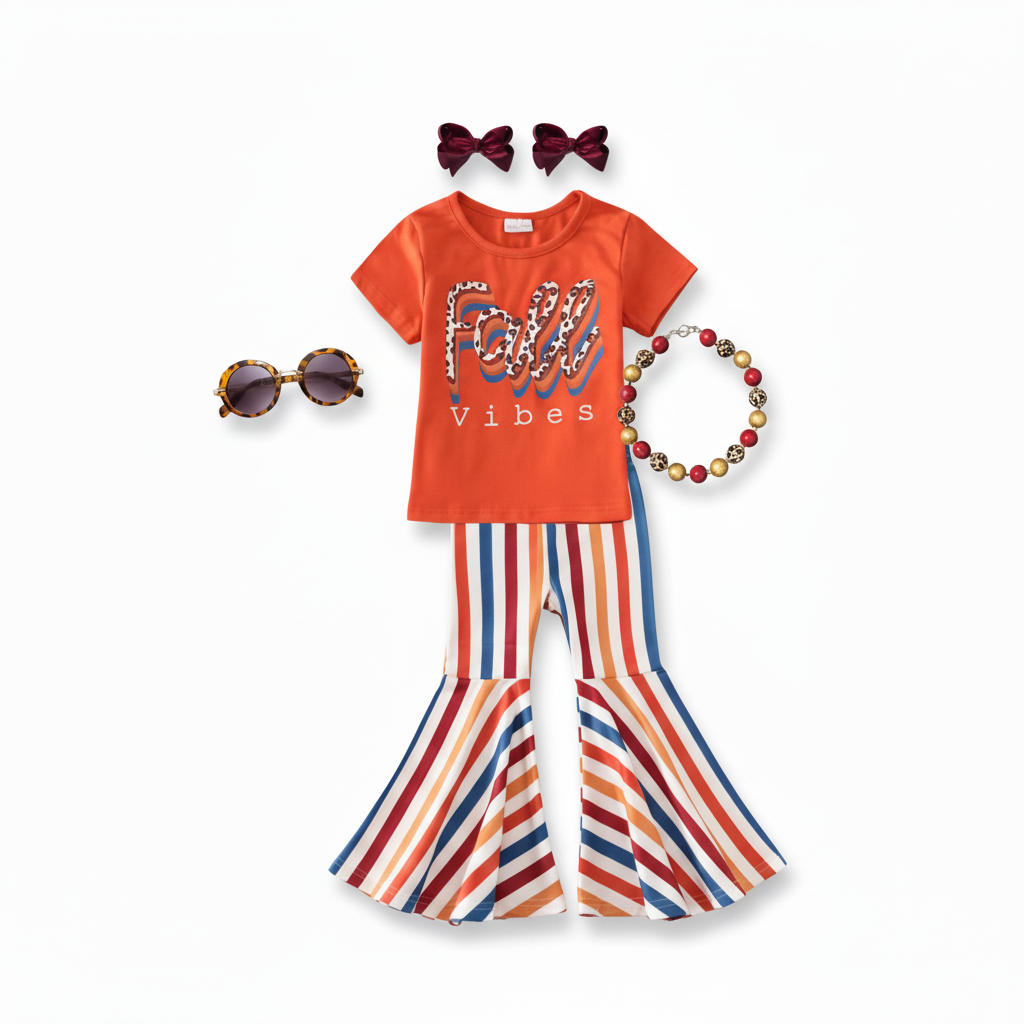 fall vibes outfit, fall vibes girls fall vibes outfit girls fall fashion cute fall kids clothing, fall vibes bell bottom set, kids online boutique, girls boutique clothing, baby and kids boutique