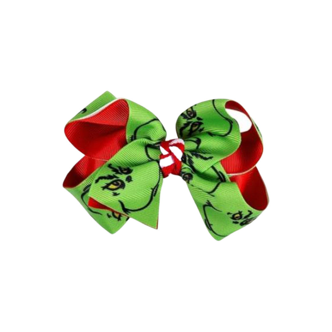 grinch hair bow, girls grinch hair bow, christmas hair bow, grinch, girl's christmas hair bows