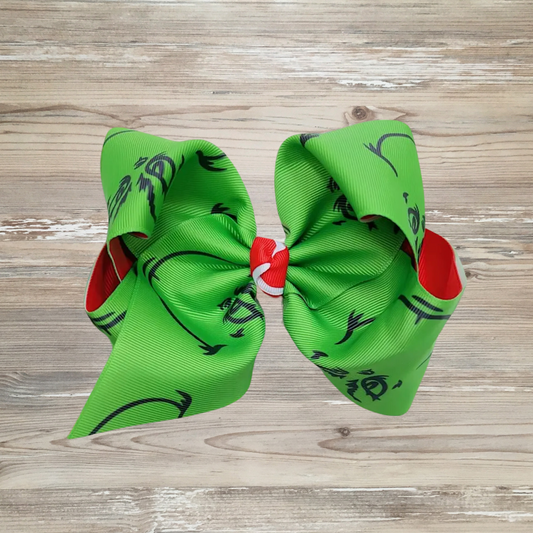grinch hair bow, girls grinch hair bow, christmas hair bow, grinch
