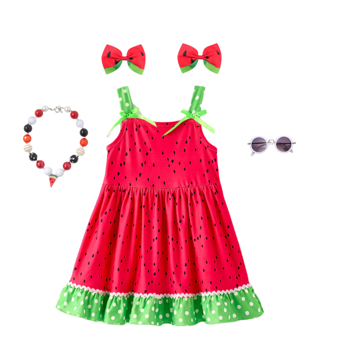 Girls Watermelon Seed Print Dress