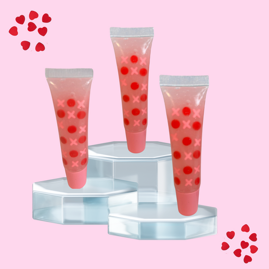 xoxo lip gloss hugs and kisses lip gloss, valentine's day lip gloss, kid-friendly lip gloss, vegan lip gloss, glossier, 