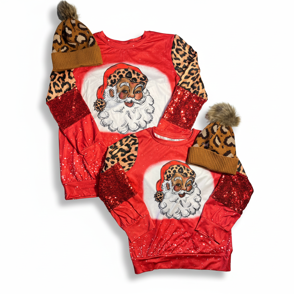 santa, black sant shirt, matching santa top, black santa claus, african american santa claus, mommy and me,  black santa christmas top, inclusive santa, inclusive chritstmas, african american sant top, black retro sant tops, online kids and baby boutique clothing, black Santa Shirt, 