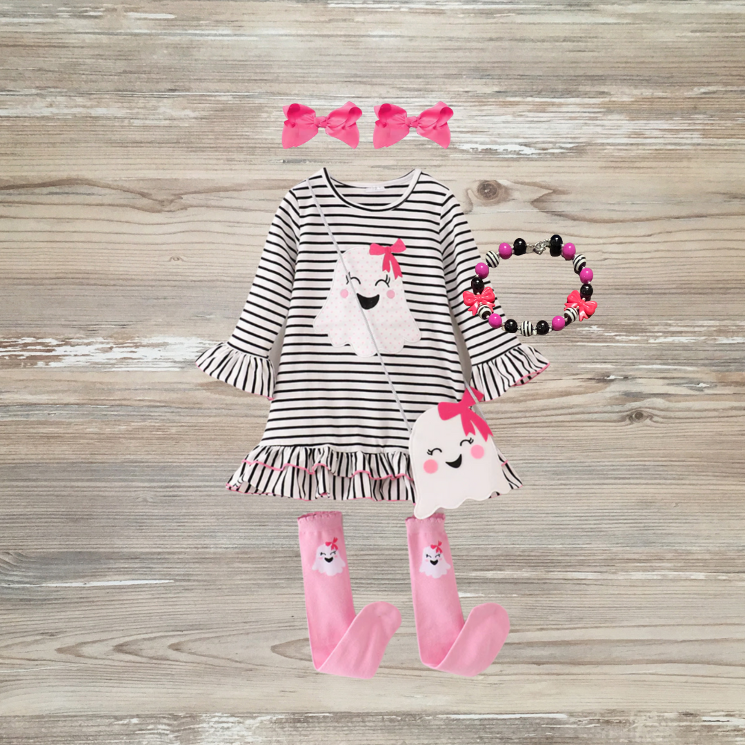 cute ghost dress, girls hallowen dress, halloween clothing, spooky but cute, kids ghost dress, too cute to spook