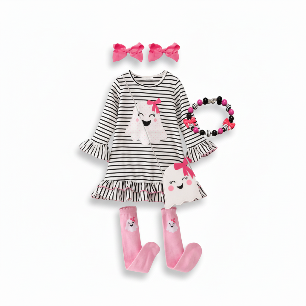 "Kute Ghost" 3-Piece Pink Dress Set