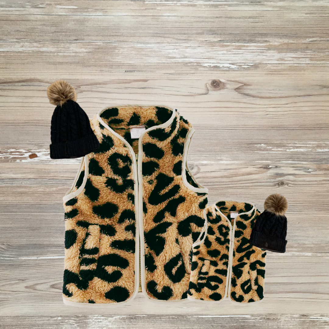 mommy and me leopard vest, mommy and me vest, mommy and me clothing, mama and mini vest, matching family clothe.