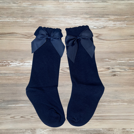 girls bow socks, navy bow socks, girls boutique socks, kids cute socks
