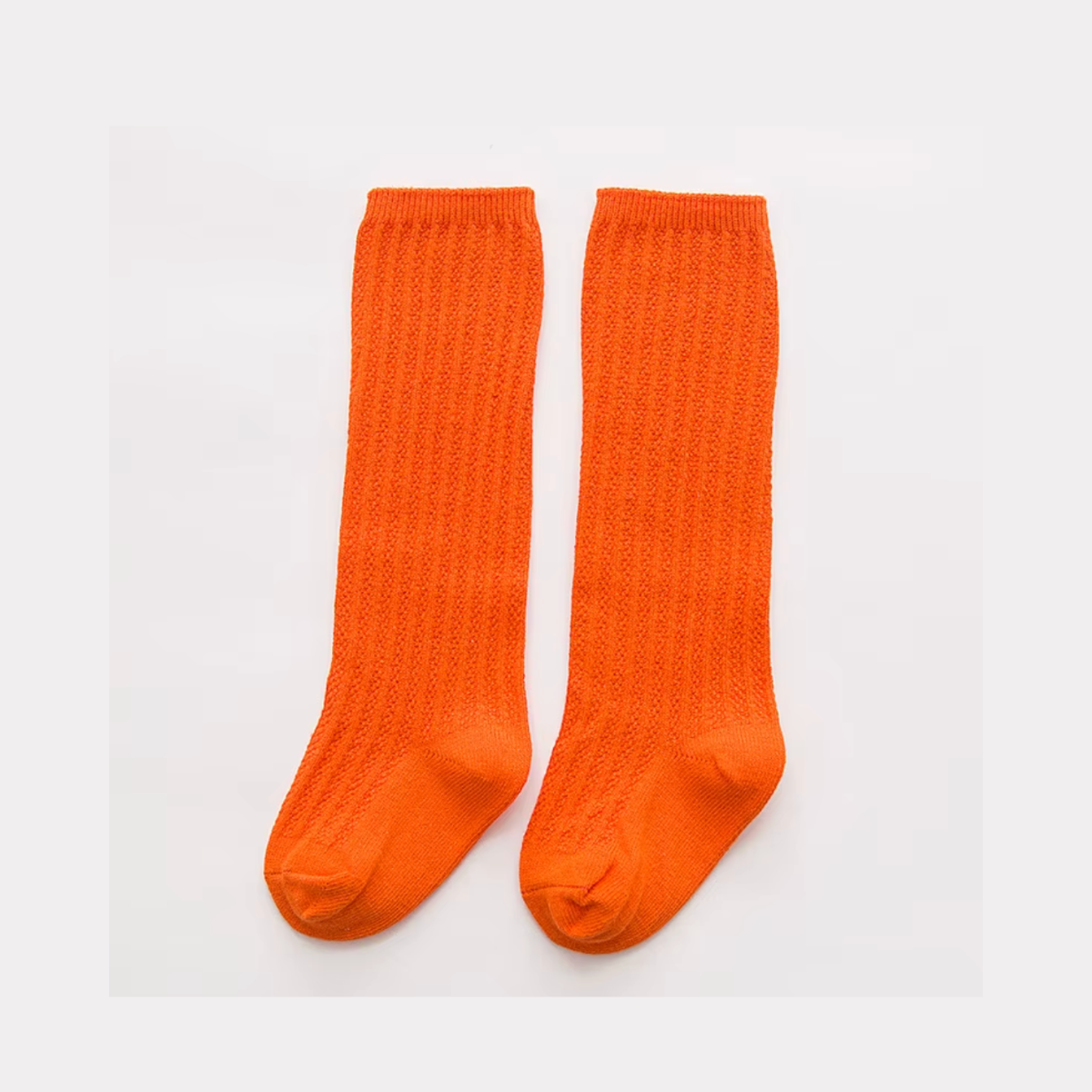 Girls Orange Cable Knit Knee-High Socks