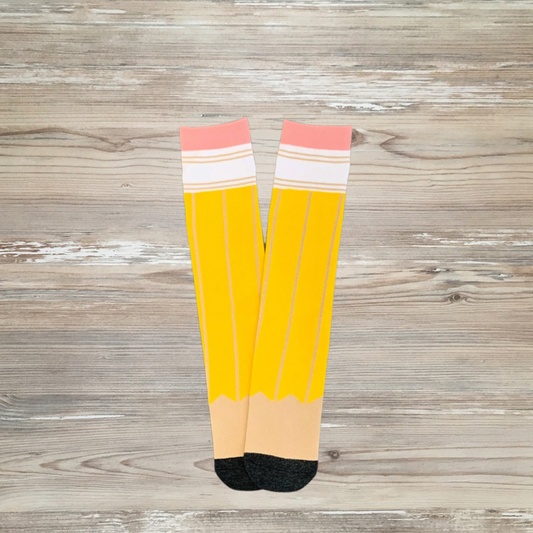 pencil socks, girls back to school socks, cute fun girl socks, knee high socks back to school, back to school socks, back to school socks