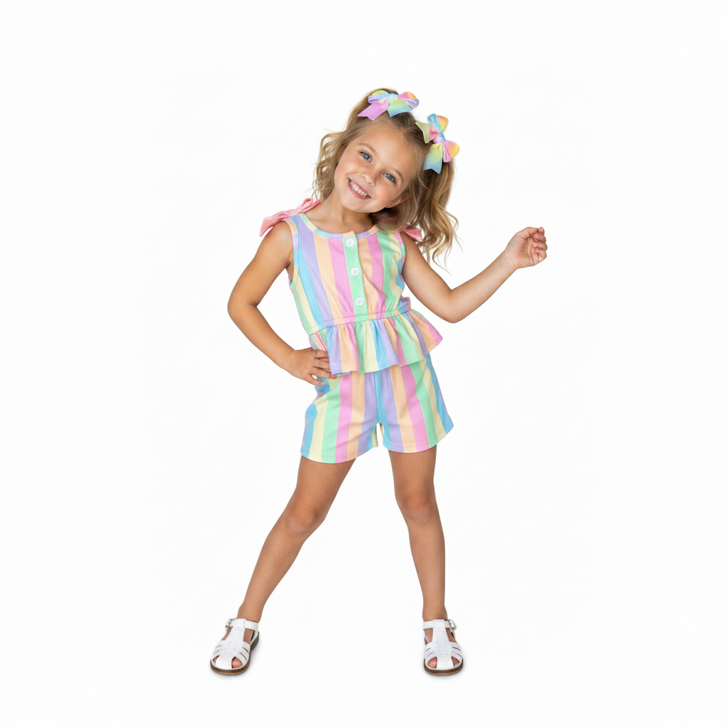 girl's summer romper, baby and kids online boutique clothing, girl's ribbed romper and jumpsuits, kids online boutique clothing, pastel romper, 