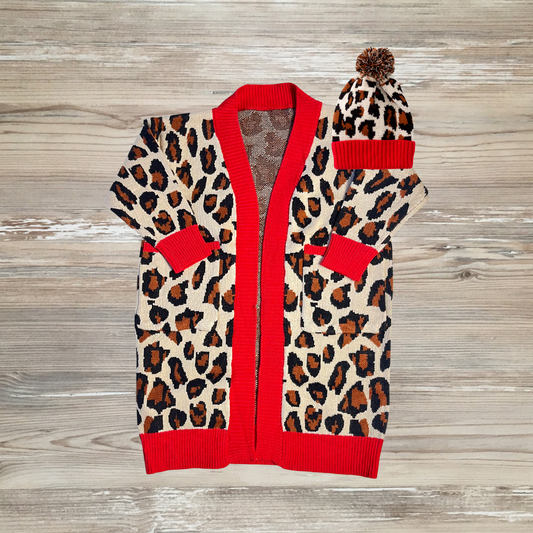 leopard cardigan, kids cardigan, girls leopard red cardigan, fashion cardigan winter cardigan cheetah cardigan