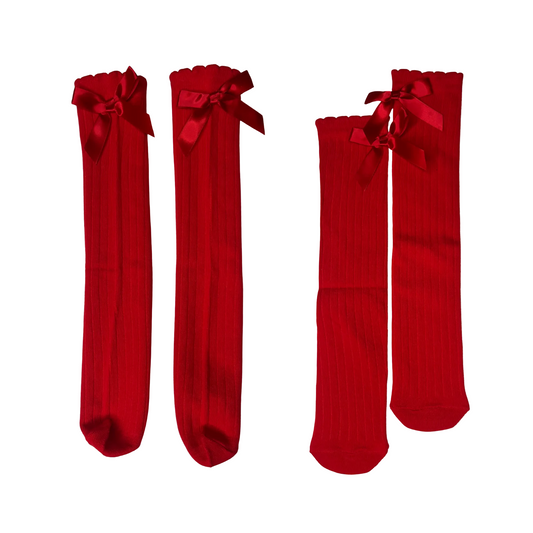 girl's red bow socks, girl's valentine socks, online kids boutique socks