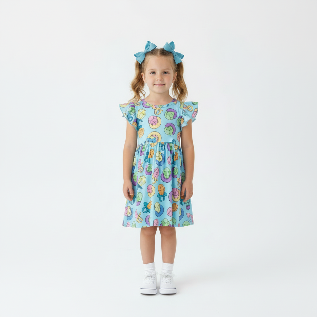 ring pop dress, girls fun print dress, girls fun dress, ring pop fun, ring pop, girls candy dress, online boutique clothing, kids boutique dresses