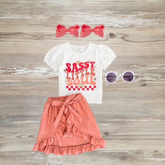 sassy little soul outfit, sassy little soul girls skort outfit set, swiss dot outfit, sassy little soul