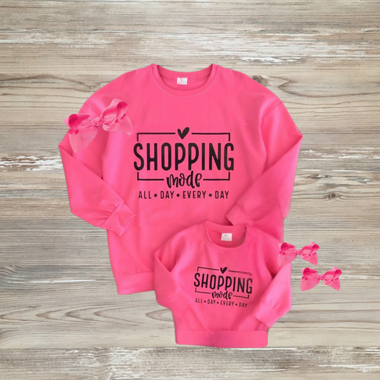 mommy and me tops matching outfits, shopping mode, mommy and me clothes, mommy and me pink clothes, pink tops, hot pink matching tops, kids boutique clothing 