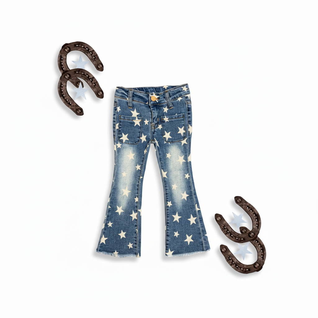 star rodeo jeans for girls, girls jeans for rodeo, flared rodeo jeans, cowgirl jeans, flared girl jeans, kids boutique clothes, flair jeans for girls, online boutique jeans, western jeans