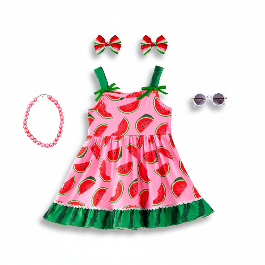 Girls Watermelon Print Dress