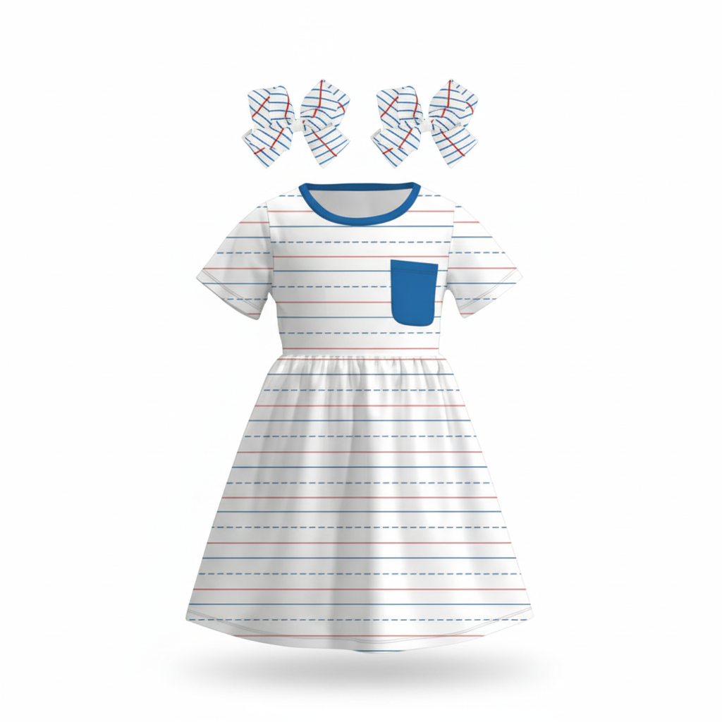 notebook paper dress, girls back to school dress, composition dress, school notebook paper dress, handwriting paper, kids boutique dress clothing, online kids boutique clothes